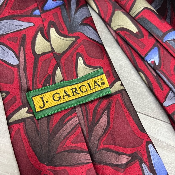 J. Garcia SNAIL GARDEN Red Pattern Silk Tie - Picture 3 of 5